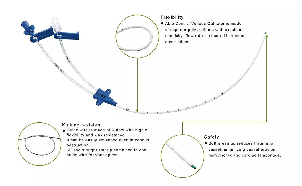 Disposable Medical Single/Double/Triple Central Line Lumen Central Venous CVC Catheter