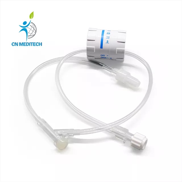 Medical Adjustable Single Channel IV Flow Regulator with Extension Tubing
